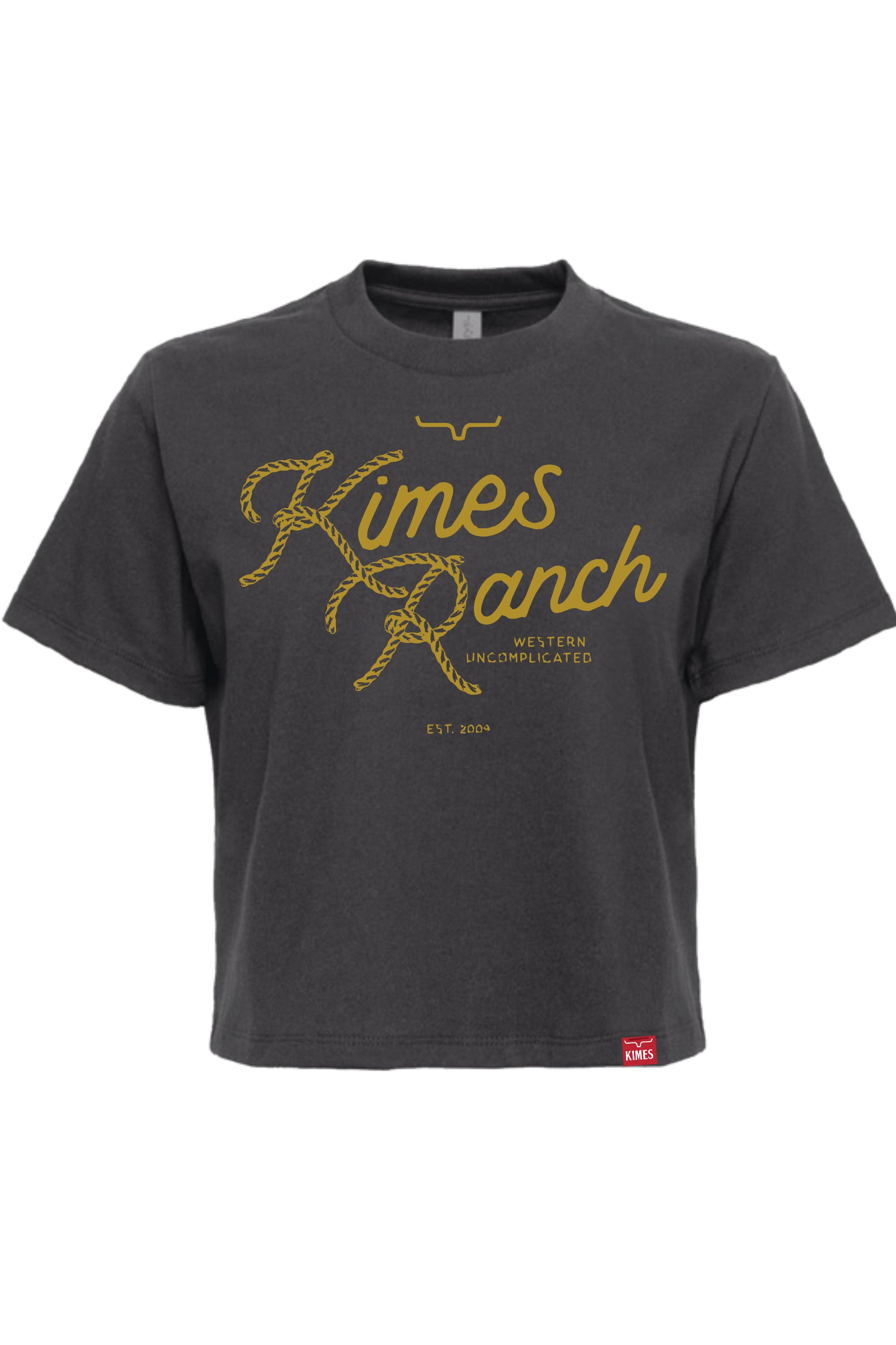 Kimes Ranch Graphite Lasso Script Women's Crop T-Shirt WSH0000085-GRAP