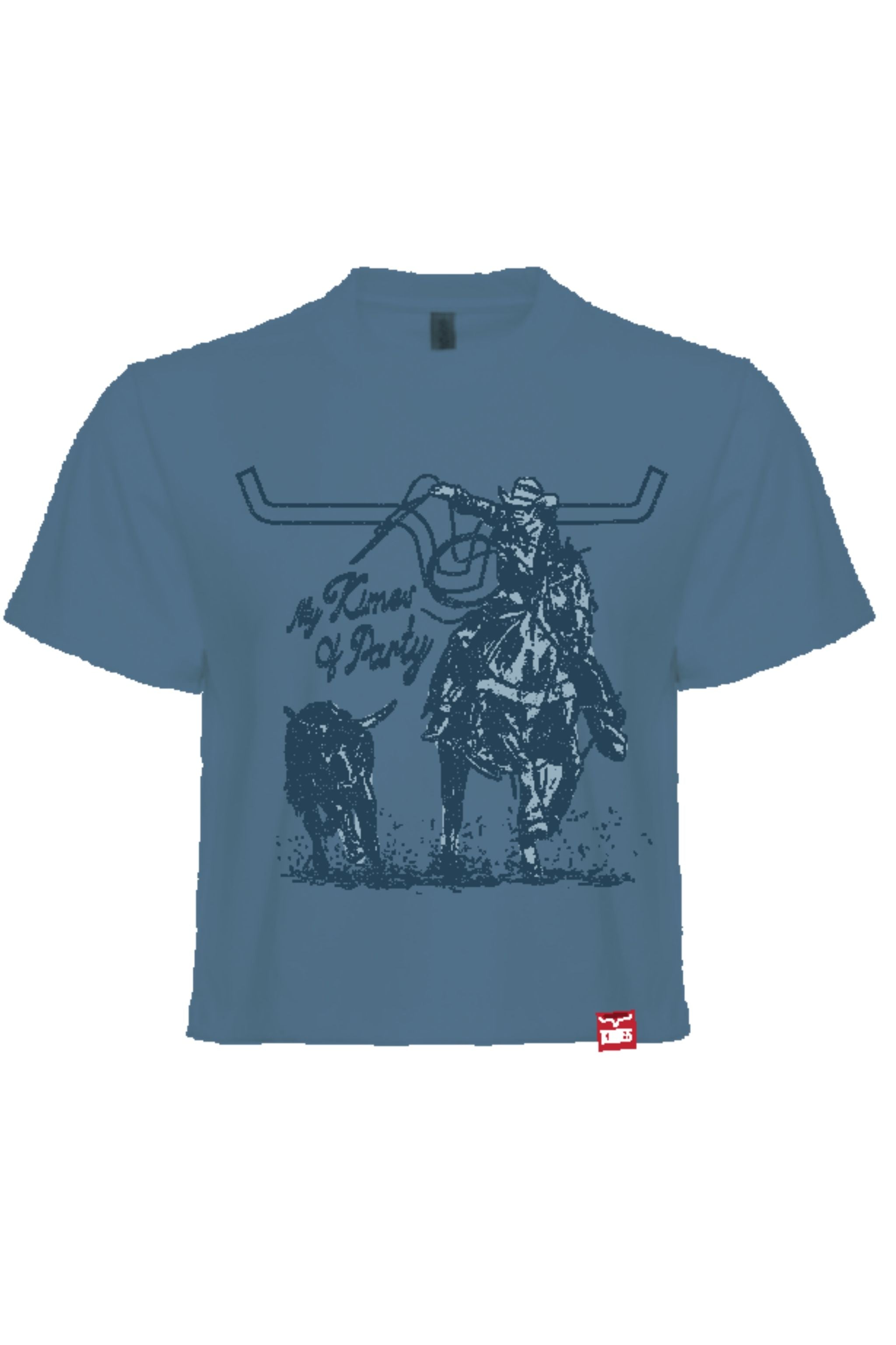 Kimes Ranch Carbon Blue 'My Kimes of a Party'  Women's Crop Tee Shirt WSH0000120BL057