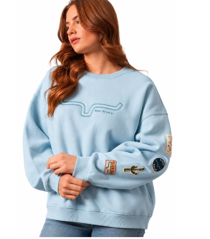 Kimes Ranch Light Blue Saguaro Patch Women's Sweater WSW0000013BL009