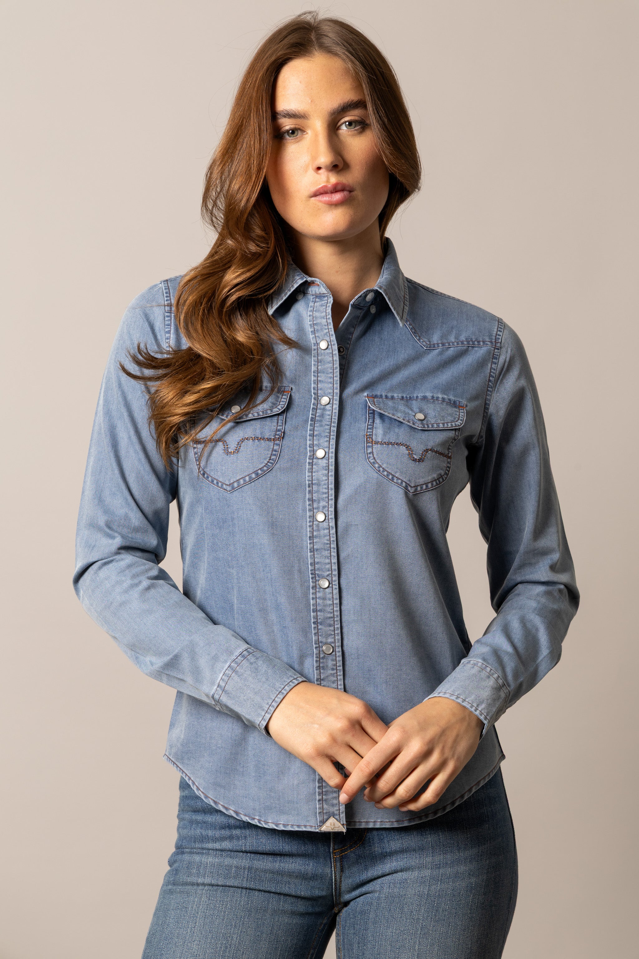 Kimes Ranch Indigo Flinn Women's Collared Longsleeve Snap Denim Shirt WTO0000089BL018