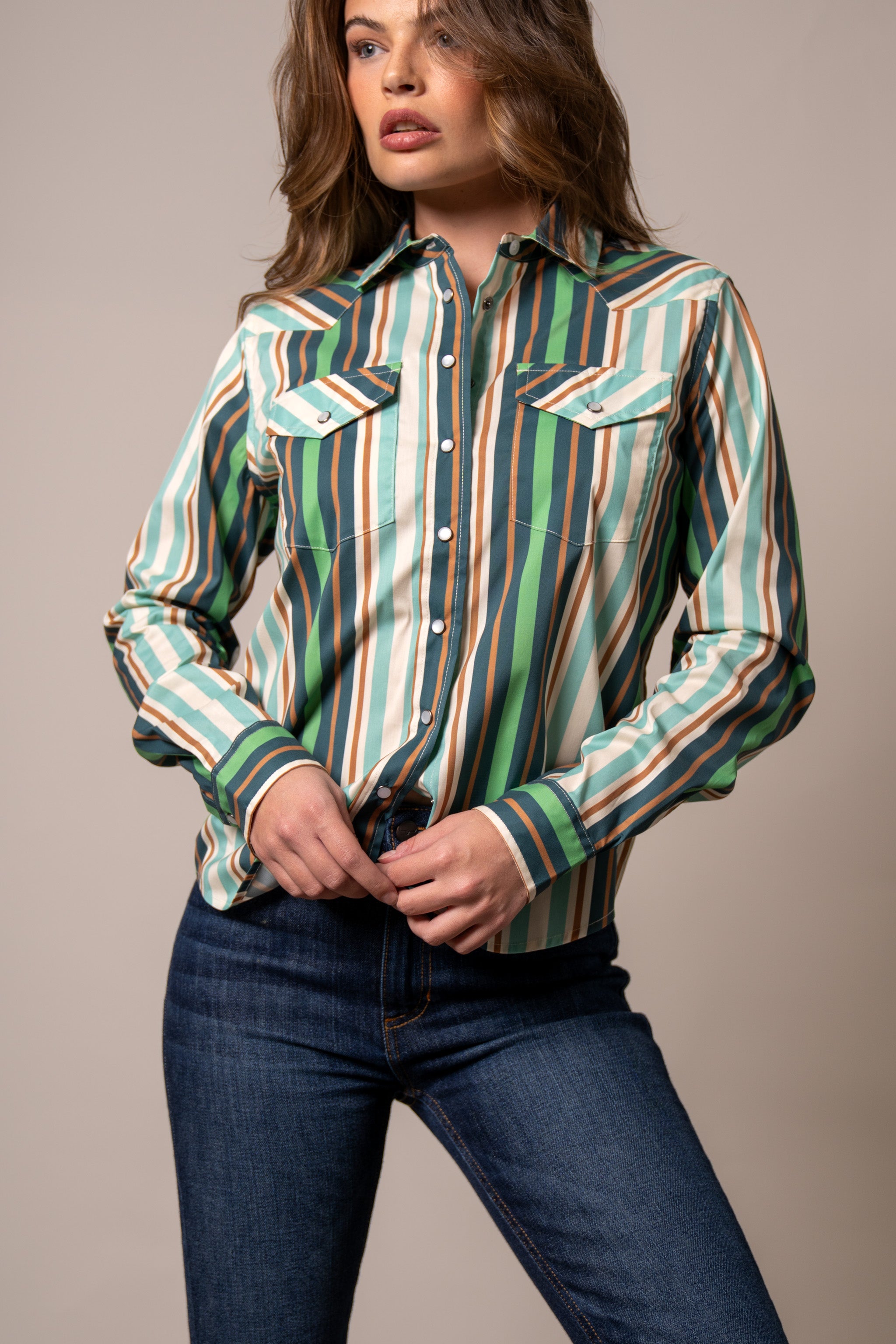 Kimes Ranch Teal Kai Women's Longsleeve Collared Snap Shirt WTO0000087BL027