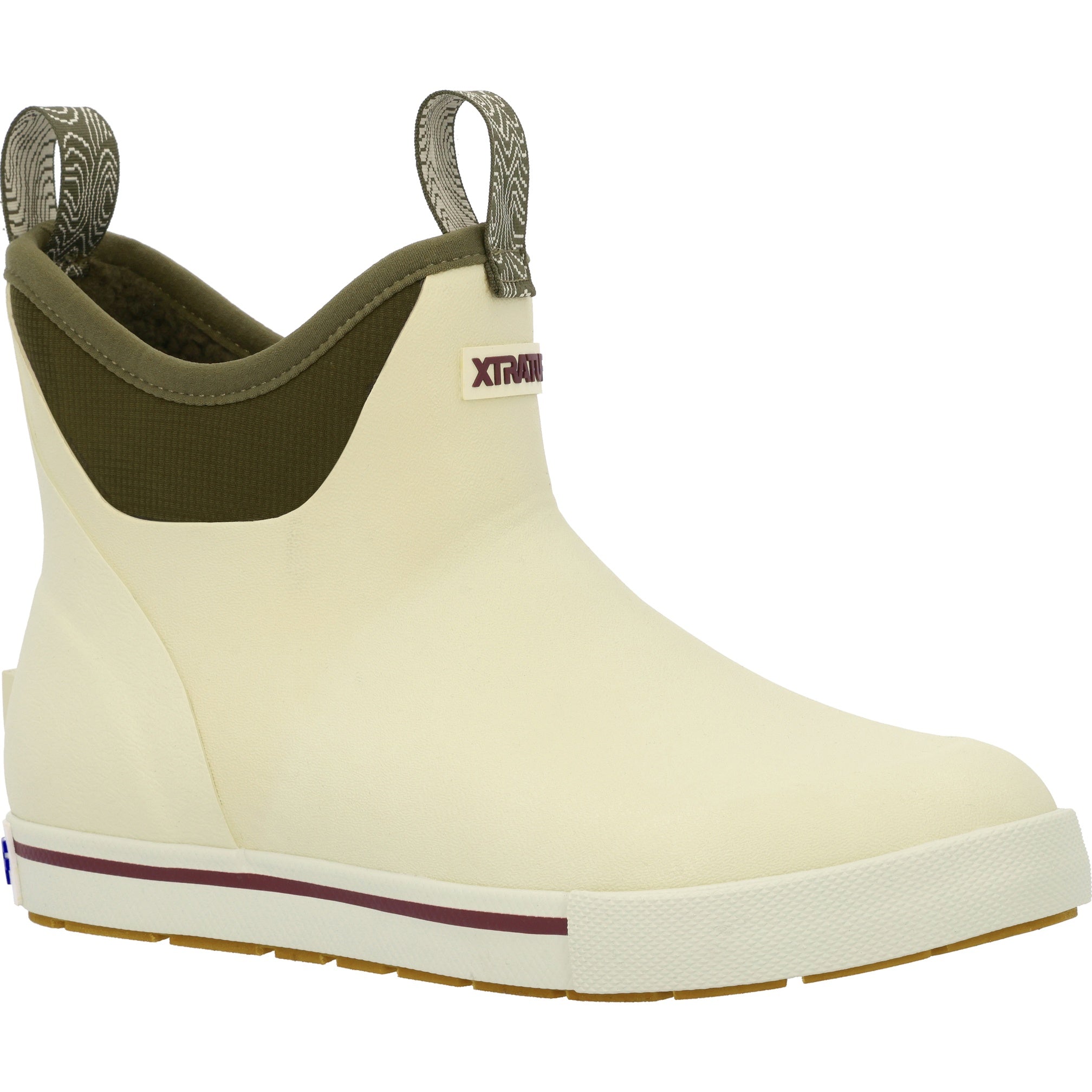 Xtratuf Bone White/Dark Olive Camp Fleece Lined Women's Ankle Deck Boots XWADBC10