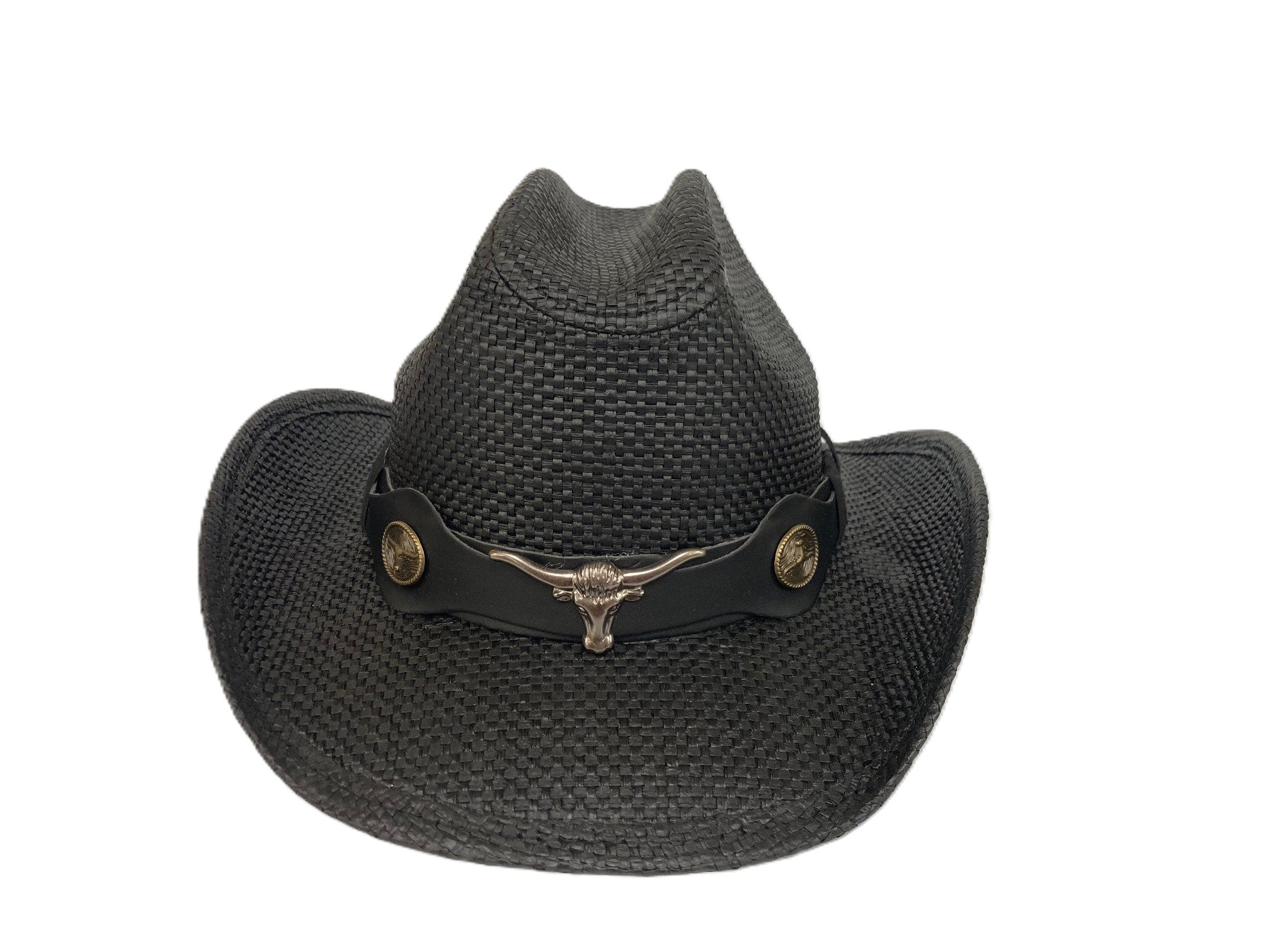 Lebo's Black Children's Straw Hat with Longhorn Hatband ZA221 BLACK