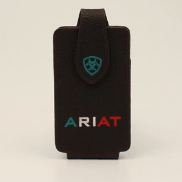 Ariat Rowdy Brown Cell Phone Case with Ariat Logo in Mexico Flag colors.  A06035282