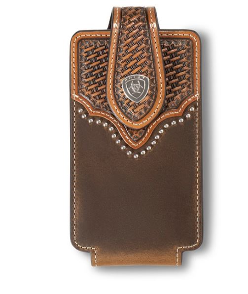 Ariat Brown Basket Weave and Sunburst Embossed Cell Phone Case A0603902