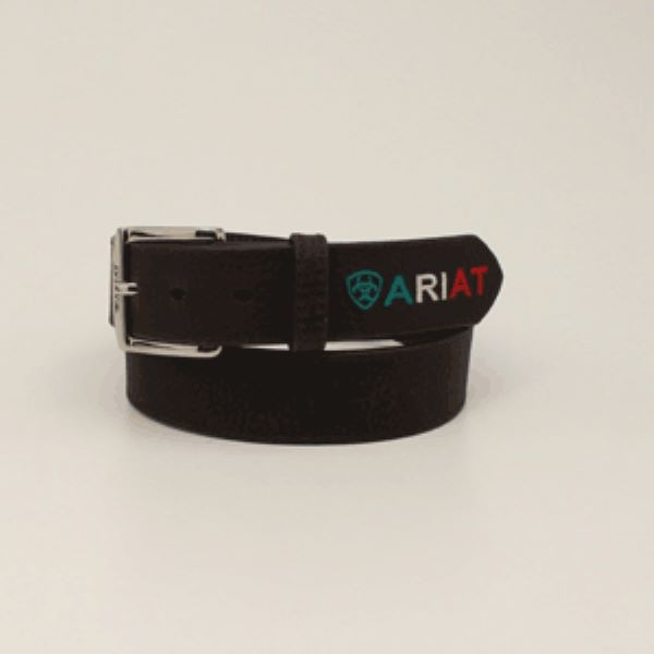 Ariat Rowdy Brown Men's Embroidered Shield Mexico Belt A10389282