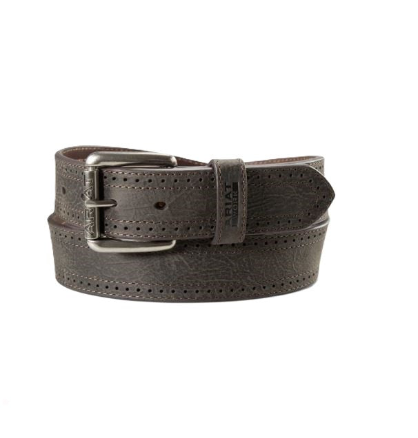 Ariat Dark Brown Men's Leather Work Belt with Double Stitch Design and Roller Buckle A1700334