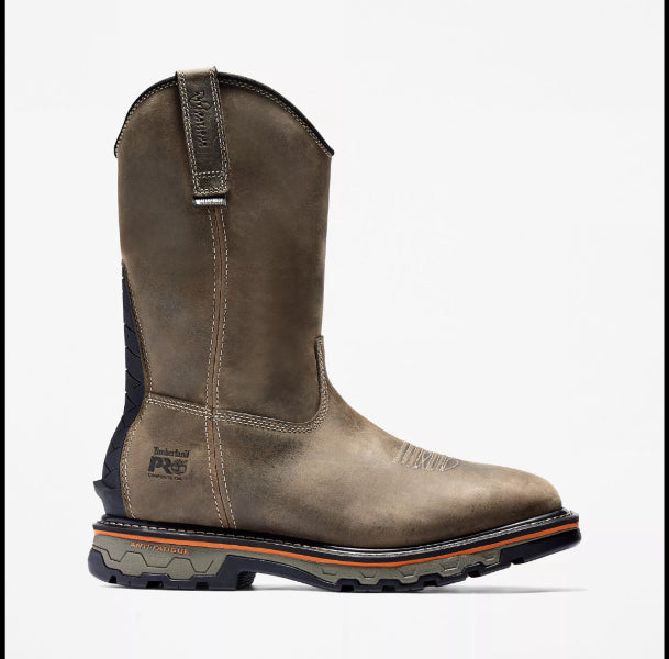 Timberland Brown Full Grain Leather True Grit Mens Soft Toe Pull On Waterproof Work Boots A24AJ