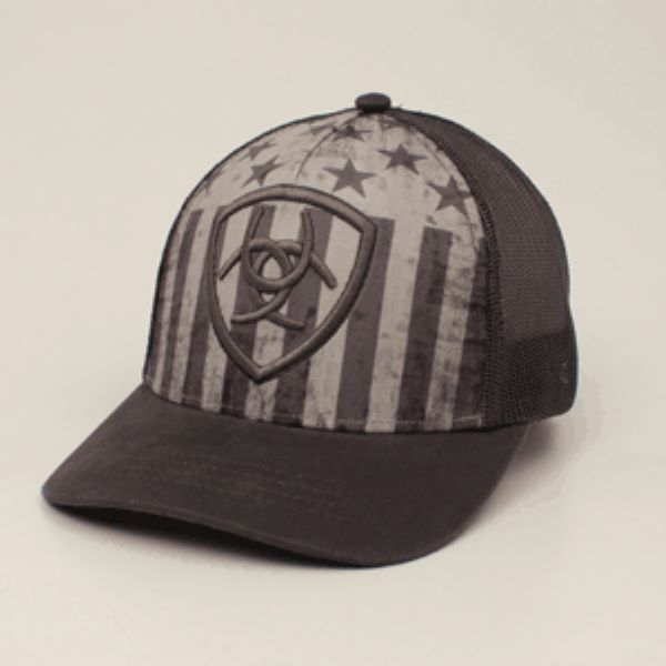 M and F Ariat Grey USA Flag Mens Hat A3000026006