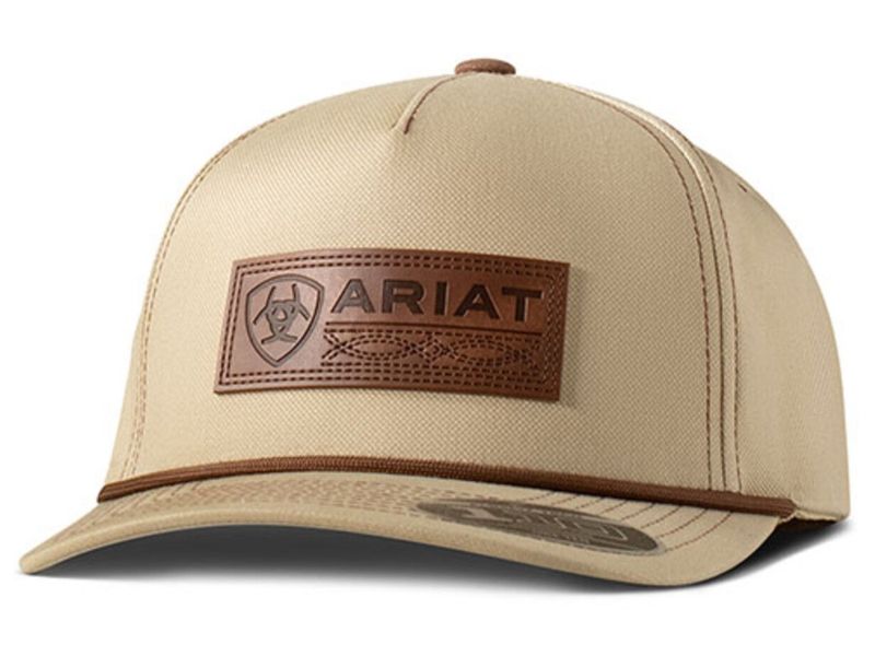 Ariat Khaki Faux Leather Patch Men's Ballcap A3000903146