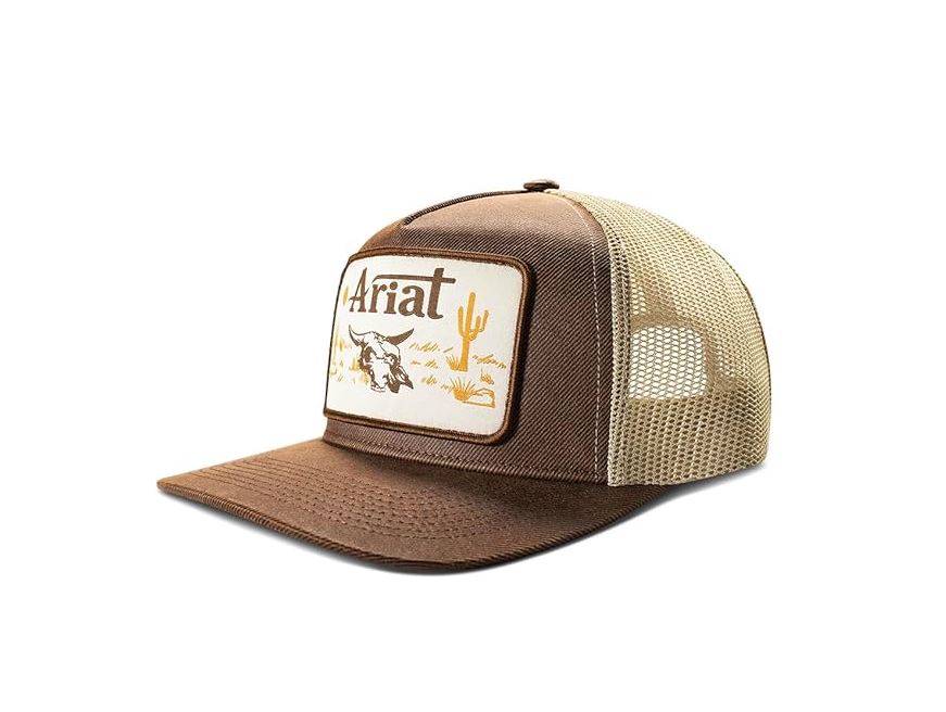Ariat Brown Men's Snapback Cap with Tan Desert Wasteland Scene Patch A300094602