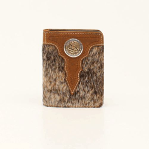 Cartera Para Hombre Ariat Rowdy - Diseño Mexicano Bicolor, Piel Auténtica, Plegable Con Ventana Para ID