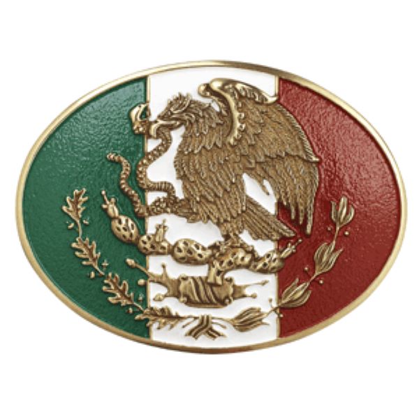 Ariat Red White and Green Oval Mexican Flag Men's Buckle A37013