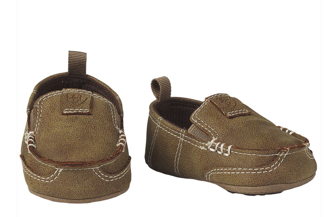 Ariat Tan LIL' STOMPERS Infant Boys Casual Buckskin Style Shoes with Rubber Grip Bottom A442002208