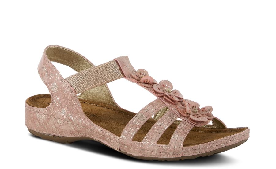 Flexus Champagne Adede Women's Floral Sandals ADEDE-CHAM
