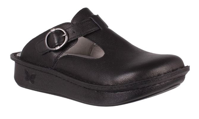 Alegria Black Classic Adjustable Strap Womens Slip On Shoes ALG-161