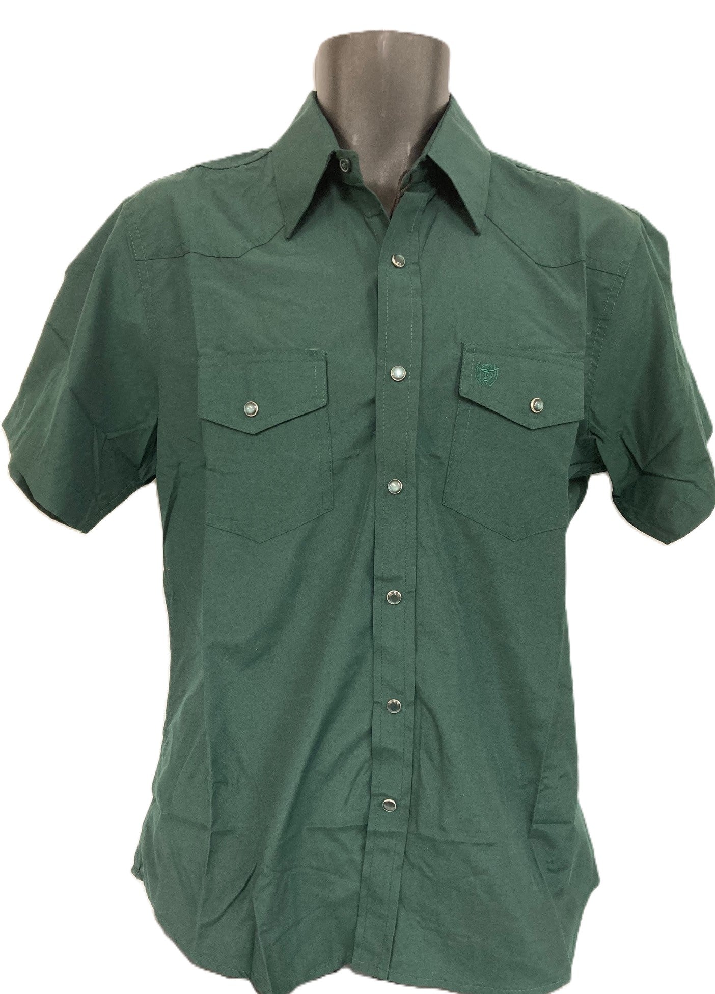 American West Dark Green Men's Collared Short Sleeve Shirt AW-1043-GREEN