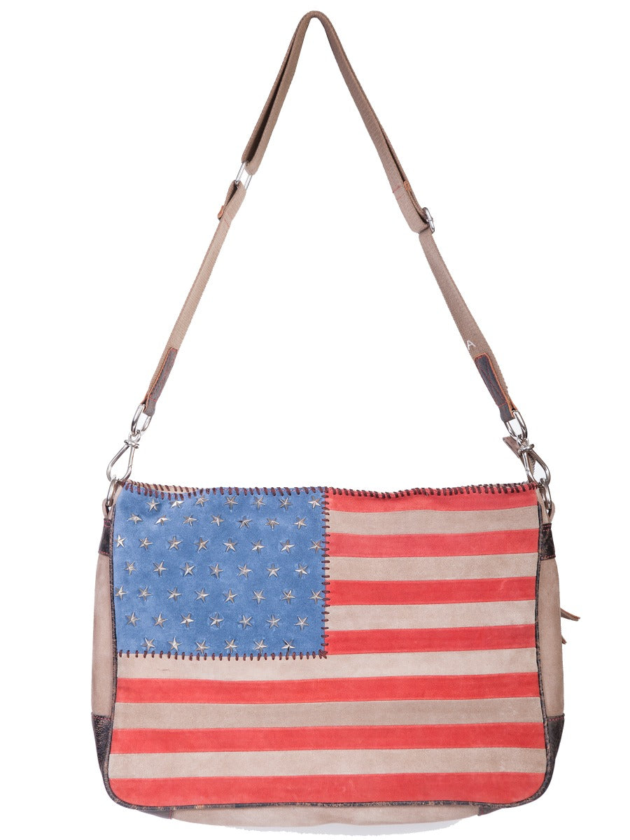 Scully Leather and Suede Crossbody Flag Handbag B124  ****Online Only
