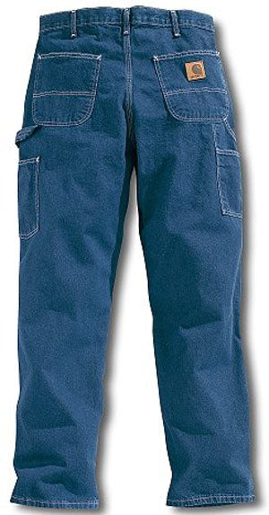 B13  Carhartt Darkstone Washed Denim Mens Work Carpenter Jeans