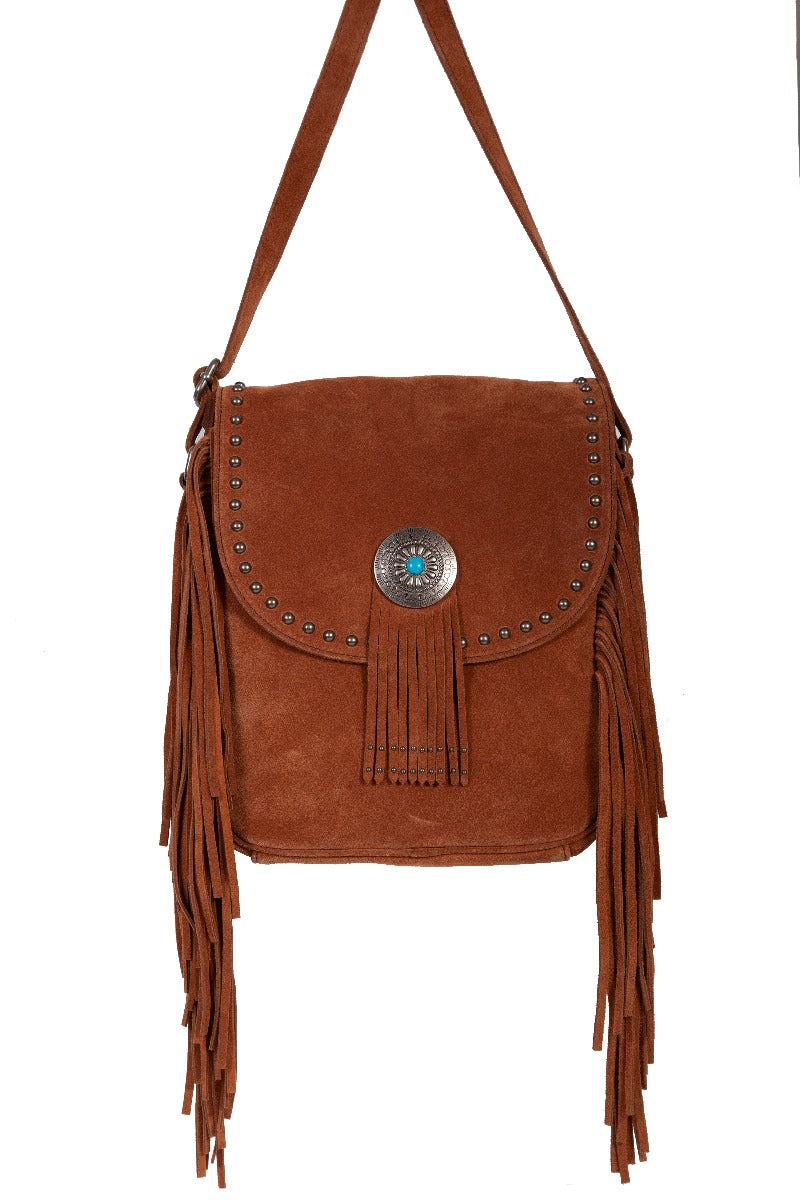 Scully Leather Fringe and Studded Crossbody Bag  B186  ***Online Only