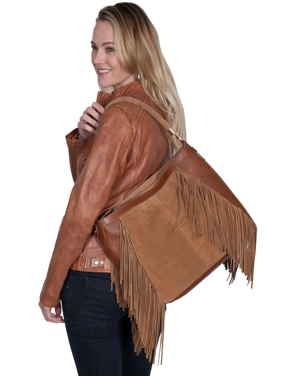 Scully Leather and Suede Fringe Handbag B67  ***Online Only