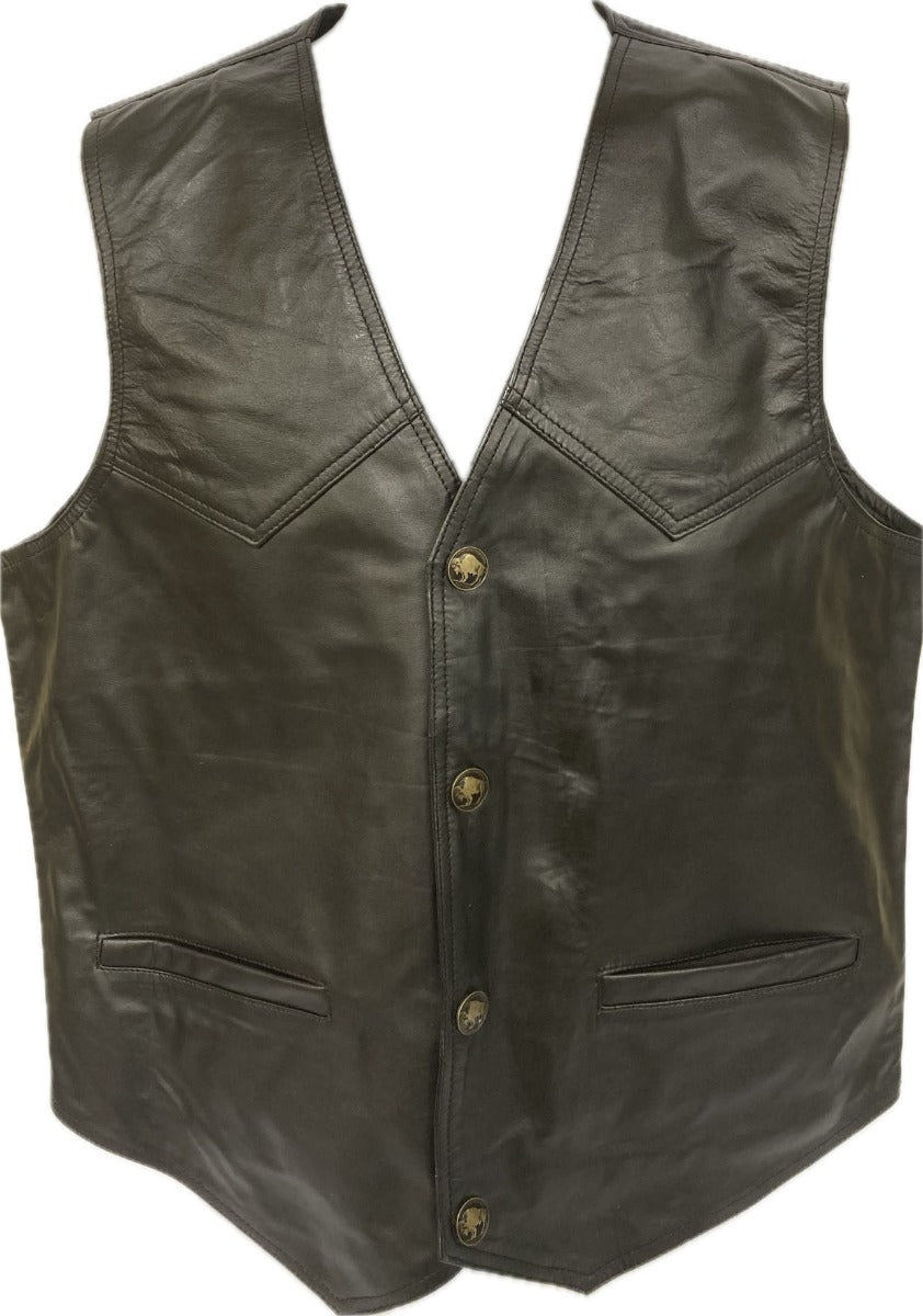 London Milan by Lebos Black Men's Leather Vest BL2044