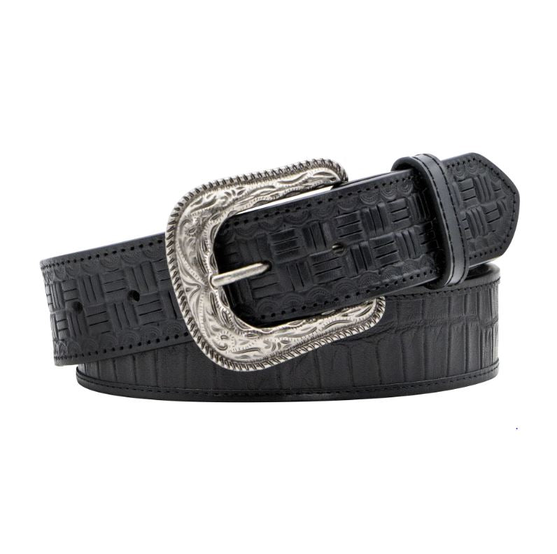 Andwest Black 1 1/2 inch Exotic Alligator Print with Checkered Billets Belt BLT247-01