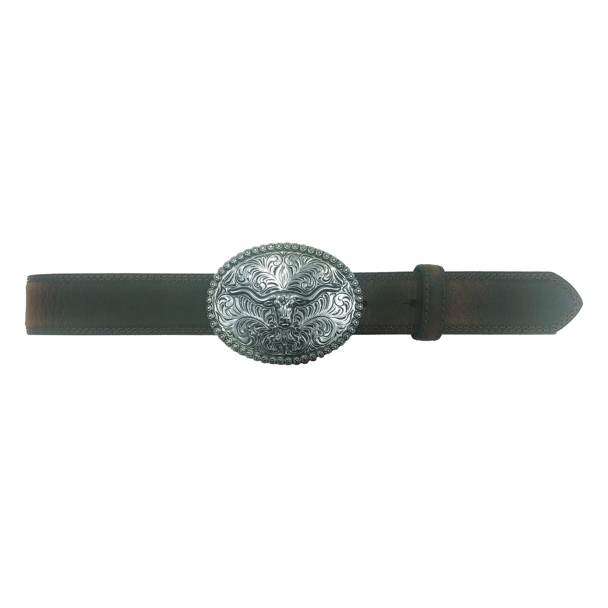 Andwest Brown 1 1/4 inch Scrolled Longhorn Buckle Children's Belt BLT711-26