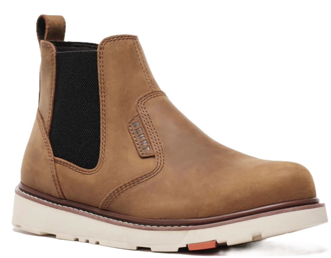 bush de brunt BRUNT CHECK MATE S ハメイレ Brunt Brown The Ohman (Soft Toe) Men's 6 Inch Slip On Chelsea Work Boo