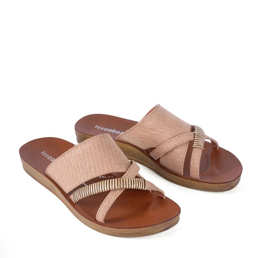 Los Cabos Caramel Rafia Bride Women's Slide Sandals L2306-246