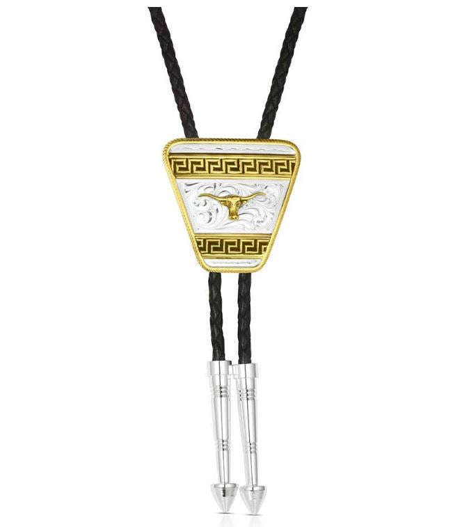 Montana Silversmiths Honor and Grit Bolo Tie with Longhorn BT6169-384S