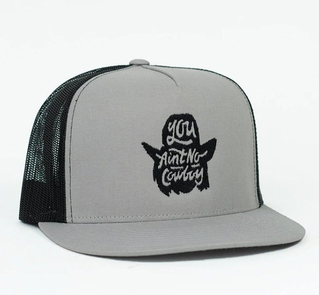 Dale Brisby Silver and Black You Ain't No Cowboy Trucker Cap C-37