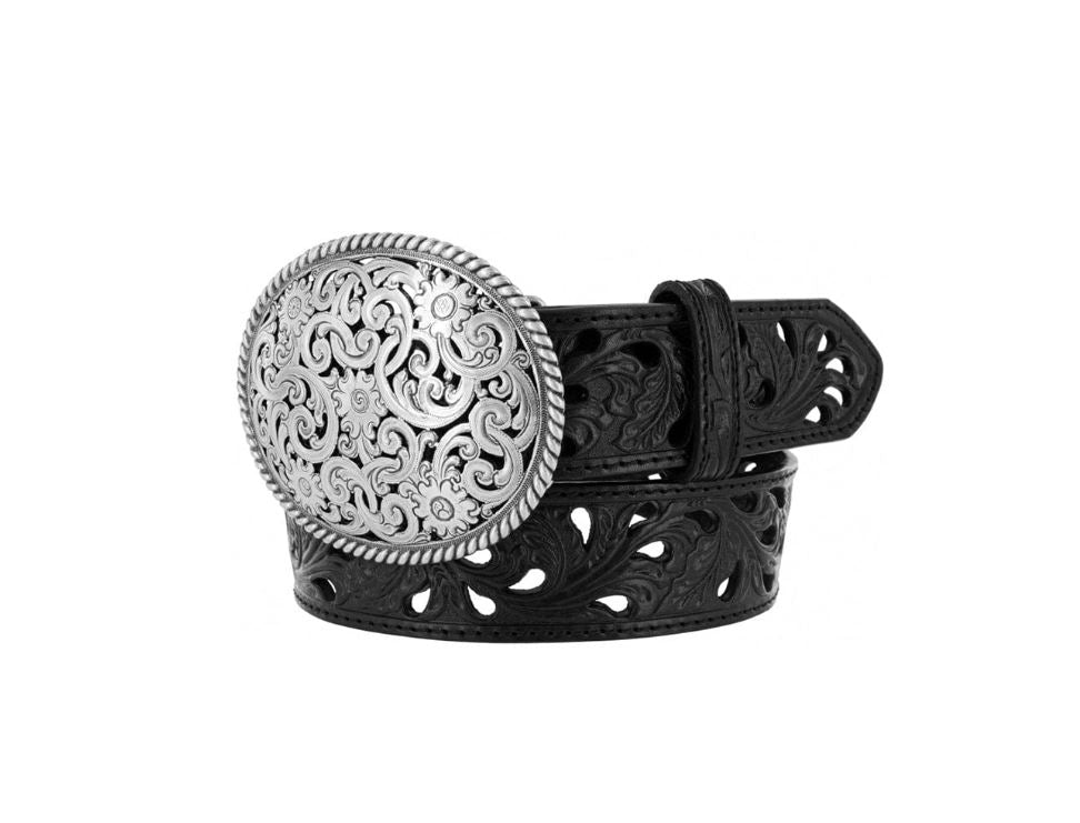 Tony Lama Black Pierced Filigree Men's Trophy Belt C50023