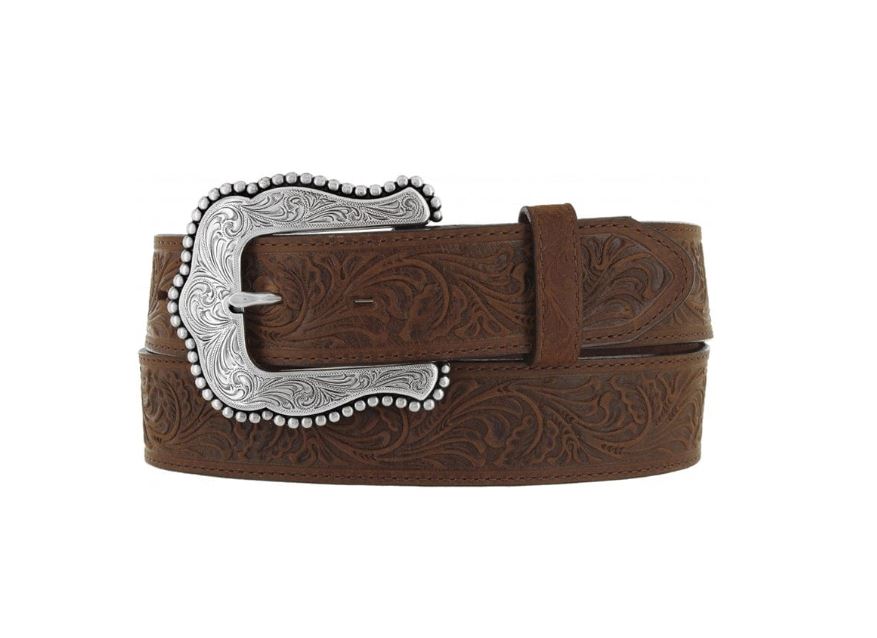 Tony Lama Brown Layla Floral Tooled Women's Belt C50739