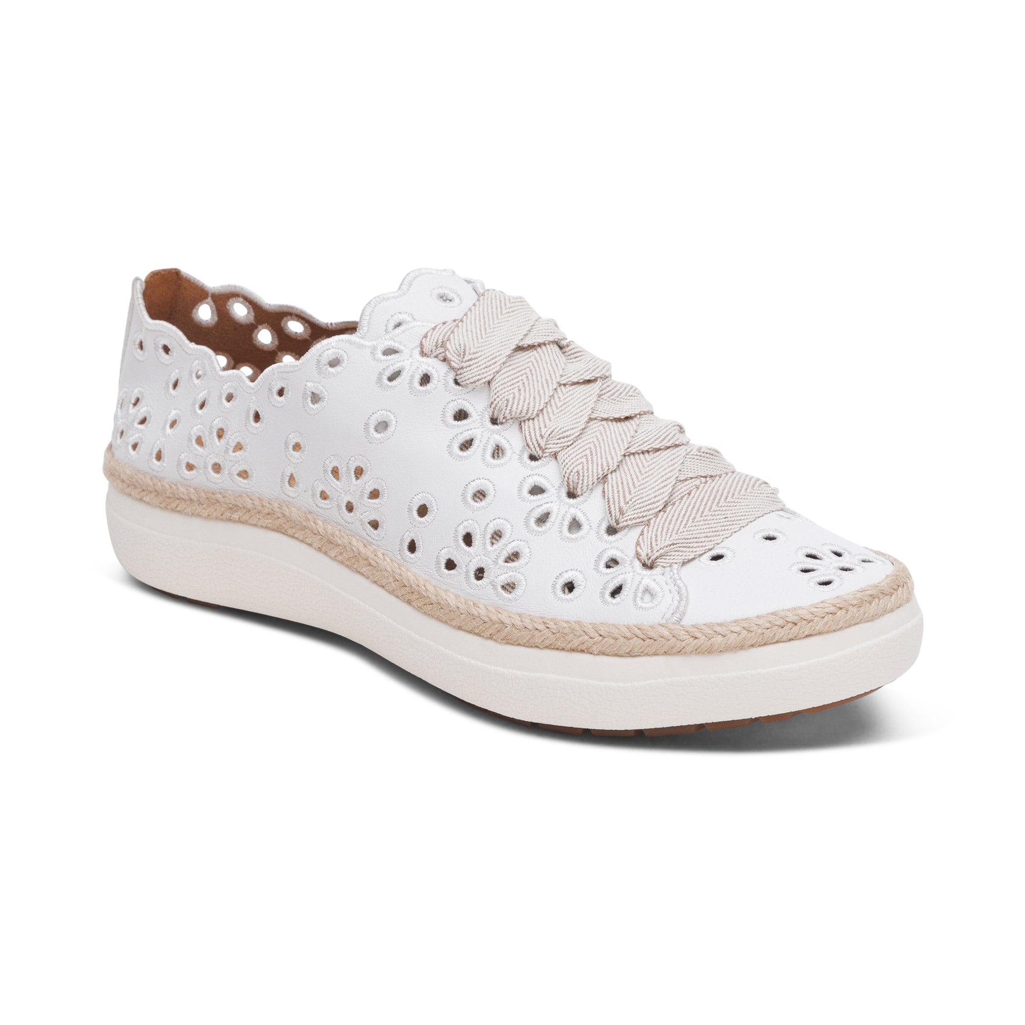 Aetrex White Charlotte Women's Lace Up Sneakers CA711