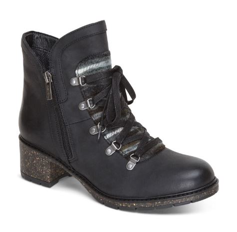 Aetrex Black Joleen Arch Support Womens Short Boots CB130