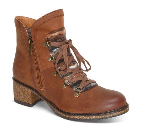 Aetrex Caramel Cafe Joleen Arch Support Womens Short Boots CB132