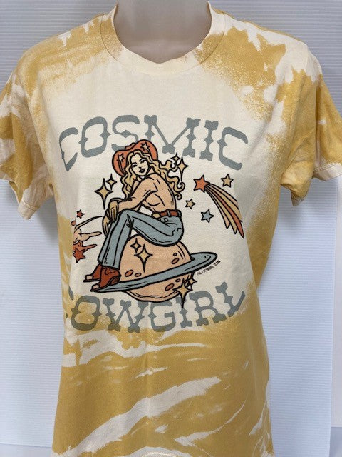 The Lattimore Claim Cosmic Cowgirl Yellow/Yellow Bleach Women's Tee Shirt CCG-YLLW