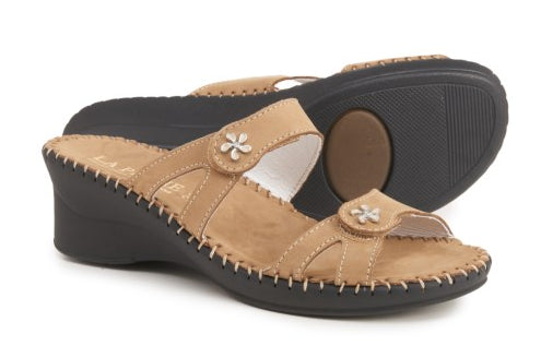 La Plume Beige Charese Double Strap Womens Sandals CHARESE-BEIGE