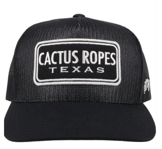 Hooey Black and White Cactus Ropes Texas Cap CR075