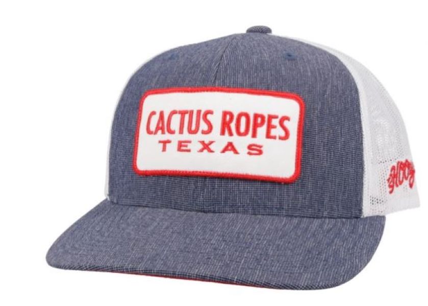 Hooey Denim and White Cactus Ropes Texas Mens Trucker Cap CR077