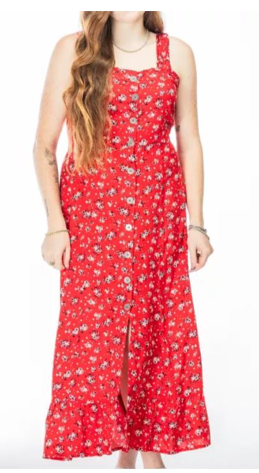 Cotton & Rye Red Ditsy Floral Midi Sundress CRBB76R