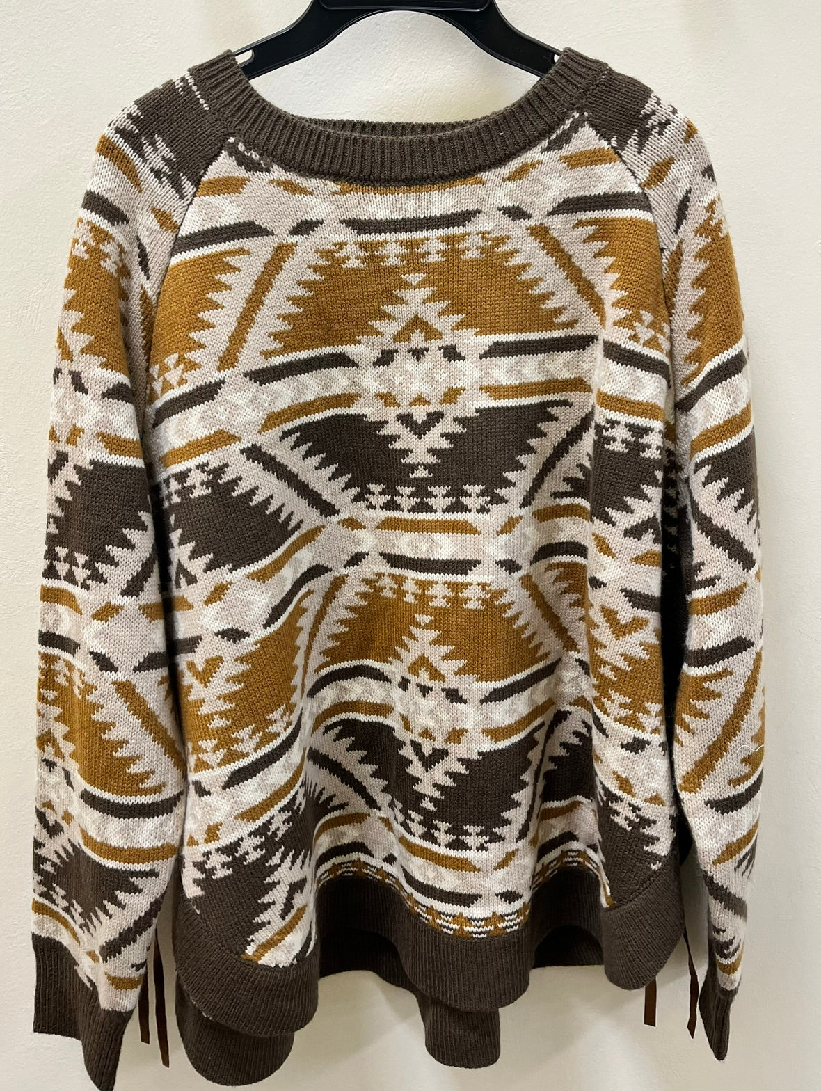 Cotton & Rye Camel Aztec Round Bottom Sweater CRK526M