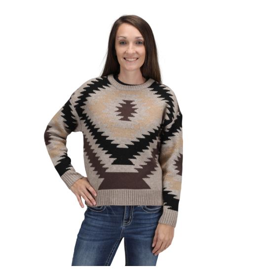 Cotton & Rye Tan Aztec Women's Sweater CRK914