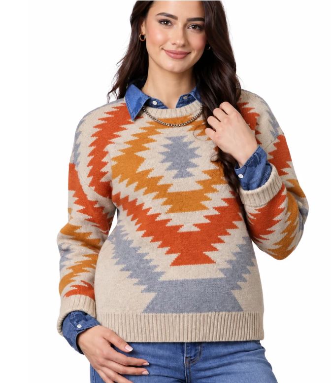 Cotton & Rye Grey Multi Sedona Women's Sweater CRK914HG