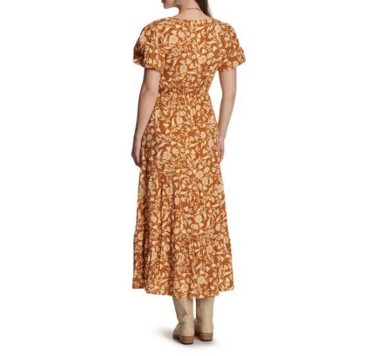 Cotton and Rye Rust/Cream Floral Print Women's Dress CRWD973Y Cotton and Rye Rust/Cream Floral Print Women's Dress CRWD973Y