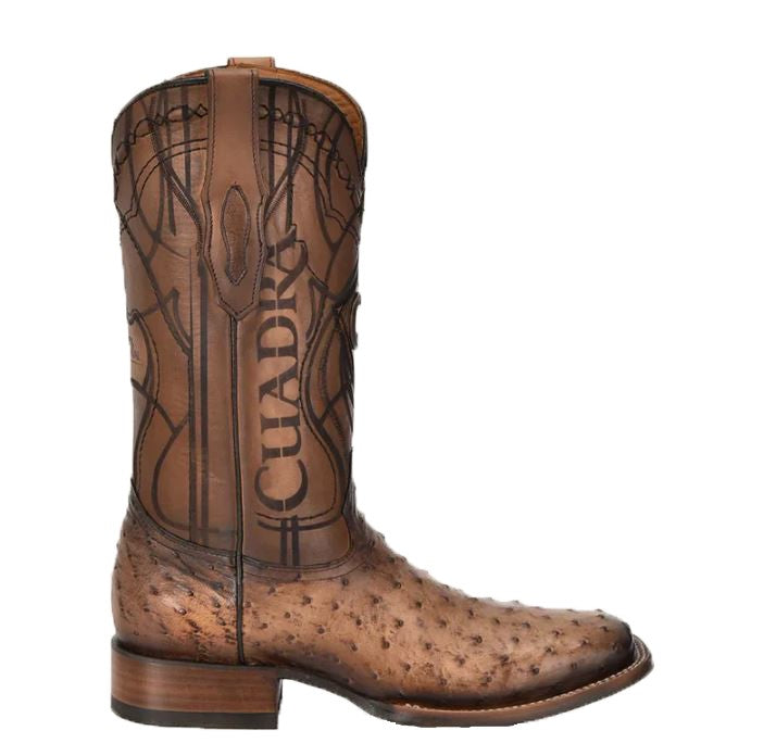 Cuadra Brown Lugano Brown Ostrich Men's Wide Square Toe Boots CU744