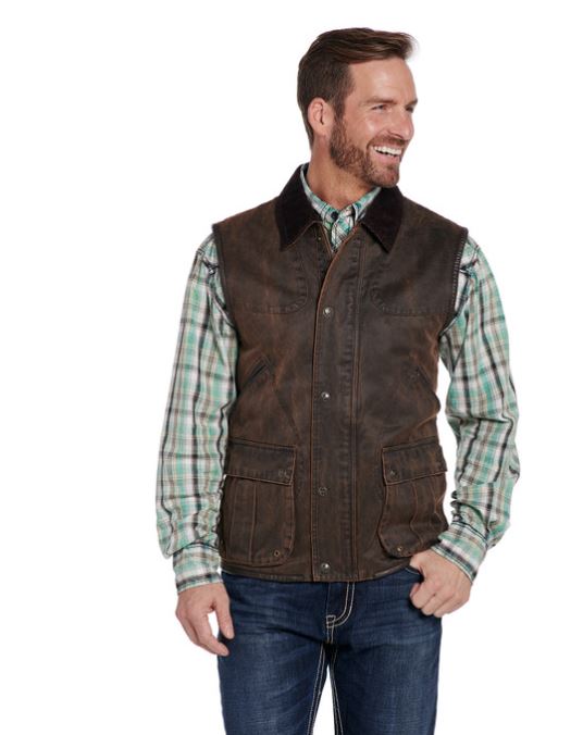 Cripple Creek Chocolate Enzyme Washed Men's Concealed Carry Cotton Snap & Zip Front Vest CW1417