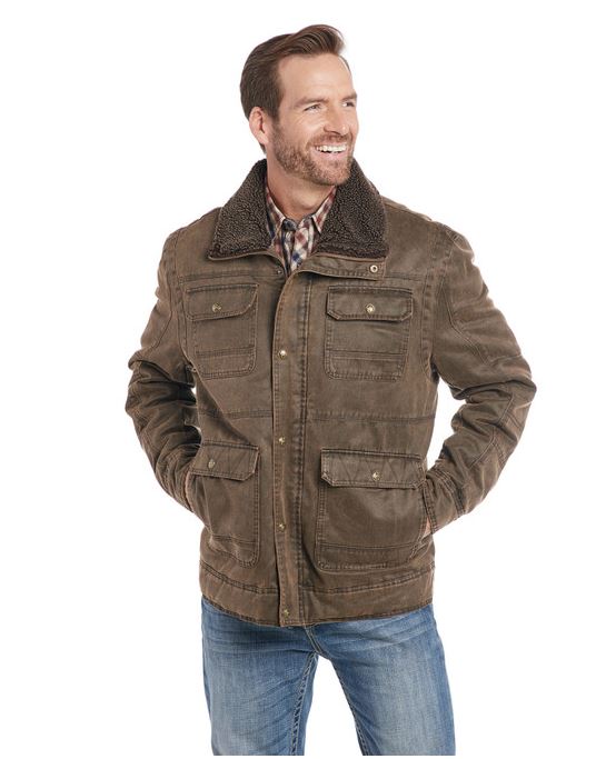 Cripple Creek Antique Chocolate Enzyme Washed Men's Concealed Carry Cotton Snap/Zip Front Jacket CW2907