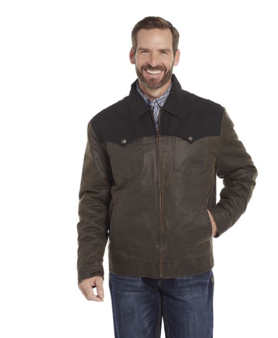 Cripple Creek Antique Brown Two-Toned Enzyme Washed Men's Concealed Carry Cotton Zip Front Ranch Jacket CW5419